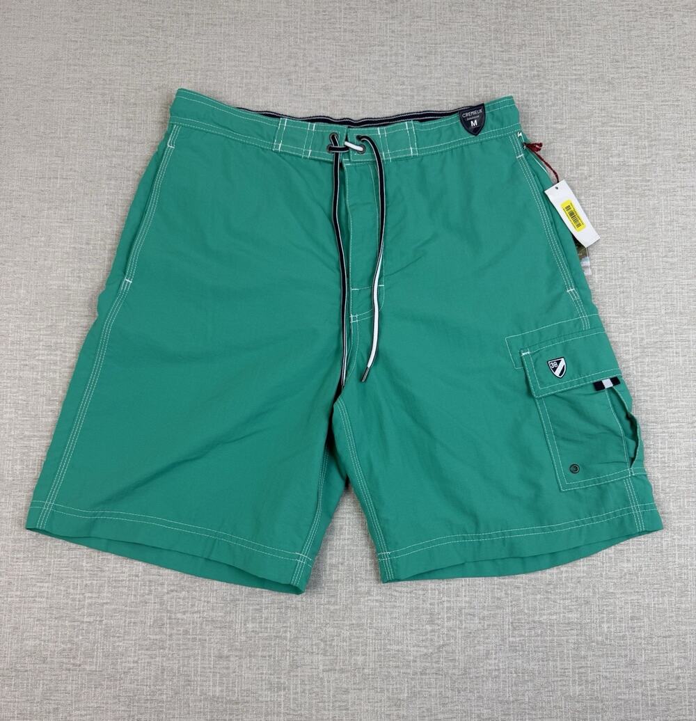 Cremieux Men’s Swim Trunks Medium Green Cargo Board Shorts Mesh Lined NWT